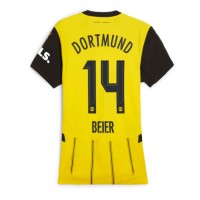 Camisa de Futebol Borussia Dortmund Maximilian Beier #14 Equipamento Principal Mulheres 2024-25 Manga Curta